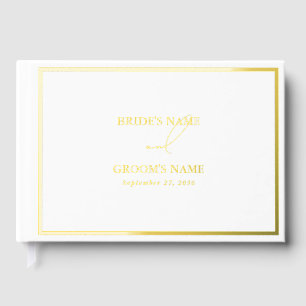 Real Gold Foil Moderne White & Gold Hochzeit Gästebuch