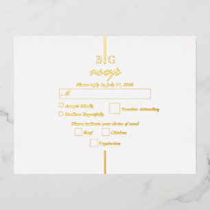 Real Gold Foil Monogram Wedding RSVP Folie Einladungspostkarte