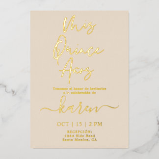 Real Gold Foil Quinceañera Einladung