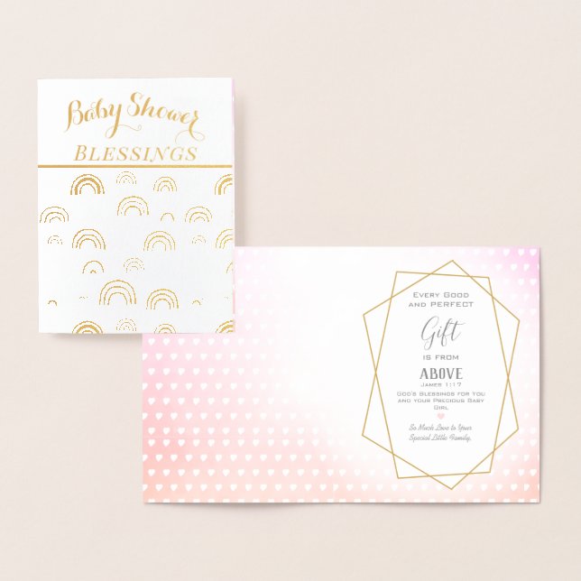 Real Gold Foil Rainbow Baby Girl Shower Segnungen Folienkarte (Anzeige)