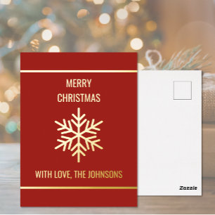 Real Gold Foil Snowflake Frohe Weihnachtskarte Folien Feiertagspostkarte