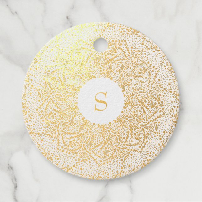 Real Gold Foil Sparkle Monogram Geschenkanhänger (Vorderseite)