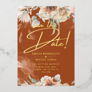 Real GOLD Foil Terracotta Save the Date Hochzeit Folieneinladung