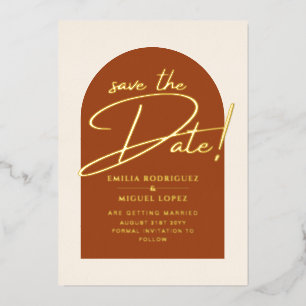Real GOLD Foil Terracotta Save the Date Hochzeit Folieneinladung