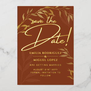 Real GOLD FOIL Terracotta Save the Date Hochzeit Folieneinladung