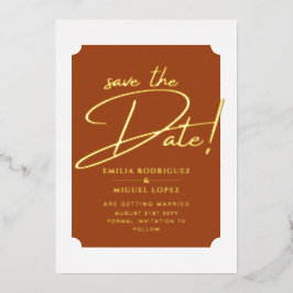 Real GOLD Foil Terracotta Save the Date Hochzeit Folieneinladung