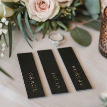 Real Gold Foil Wedding Black Name Tag Platzkarten