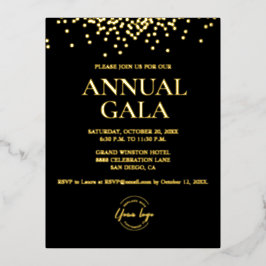 Real Gold Folie Konfetti auf schwarz Custom Logo G Einladungspostkarte