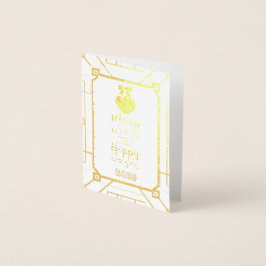 Real Gold Frohe Weihnachten und glückliche Neujahr Folienkarte