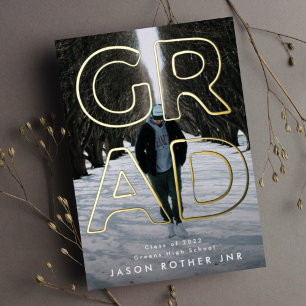 REAL GOLD LINIE HOLLOW GRAD Modernes Foto Folieneinladung