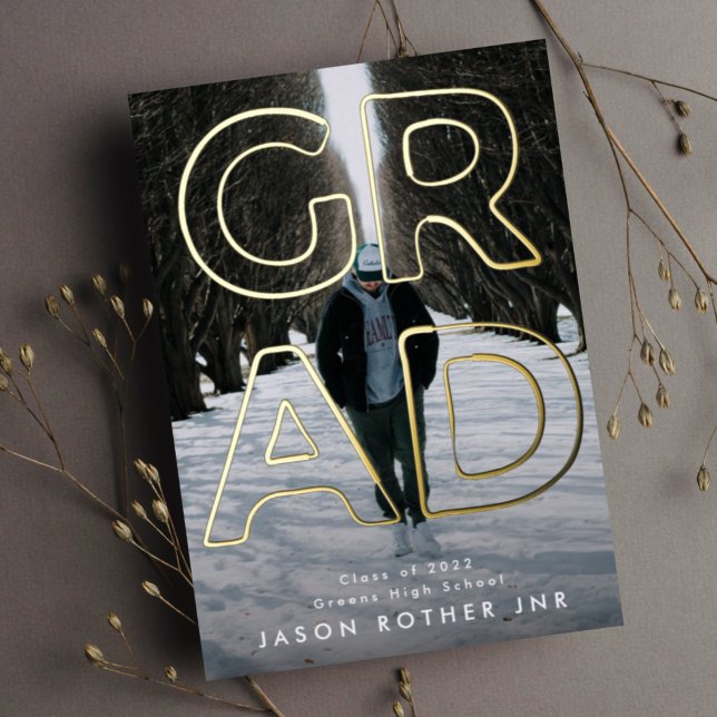 REAL GOLD LINIE HOLLOW GRAD Modernes Foto Folieneinladung (Von Creator hochgeladen)