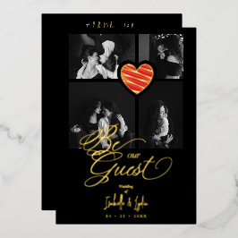 Real Golden Luxury Red Heart 4 photos Trendy Folieneinladung