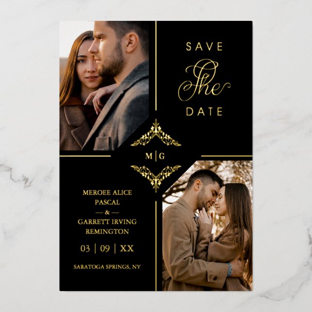 Real Golden Sophisticated Ornament Flourish  Folieneinladung (Vorderseite)