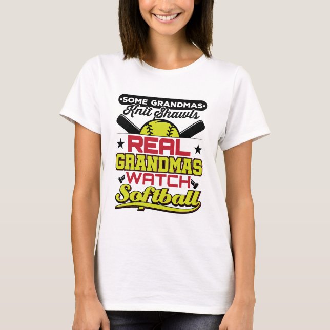 Real Grandmas sehen Softball Großmutter T-Shirt (Vorderseite)