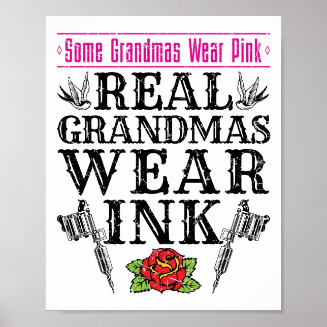 Real Grandmas Trak Tattoo Tattooed Großmutter Poster (Vorne)