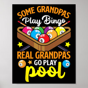Real Grandpas Funny Pool Player Billiard Billiard Poster