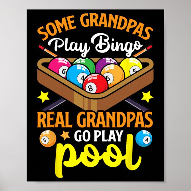 Real Grandpas Funny Pool Player Billiard Billiard Poster (Vorne)