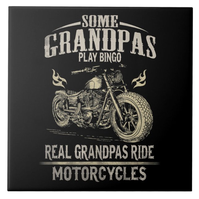 Real Grandpas Ride Motorrad Geschenk für Grandpas. Fliese (Vorderseite)