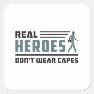 Real Heroes Paramedic Ambulance EMT EMS Funny Quadratischer Aufkleber