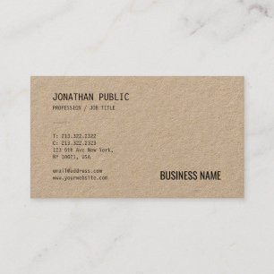 Real Kraft Paper Beruflich Modern Template Chic Visitenkarte