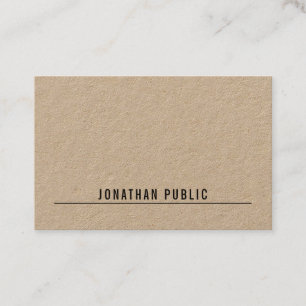 Real Kraft Paper Modernes Elegantes Einfaches Mini Visitenkarte