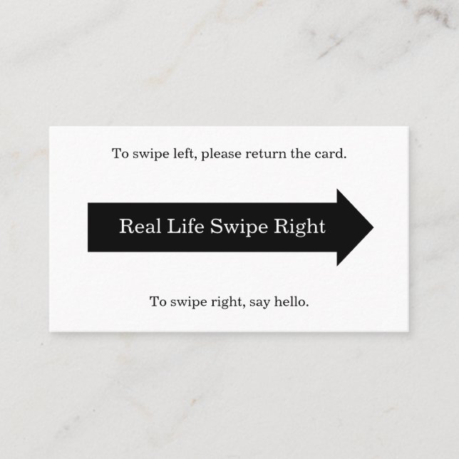 Real Life Swip Right Card Visitenkarte (Vorderseite)
