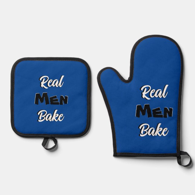 Real Men Bake Ofenhandschuh & Topflappen-Set (Vorderseite)
