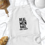 Real Men Bake Personalized Baking Apron For Men Schürze<br><div class="desc">Real Men Bake Personalized Baking Apron For Men. Funny chef apron with a funny cooking humor quote. Personalize this custom cook humor design with your own name or text.</div>