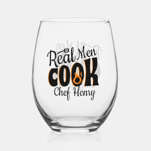 Real Men Cook Black Weinglas Ohne Stiel