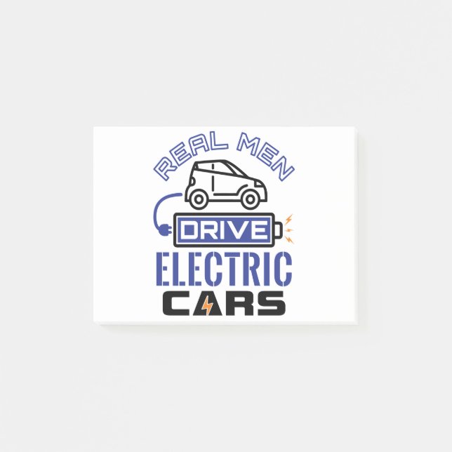 Real Men Drive Elektroautos stecken in Fahrzeug Post-it Klebezettel (Vorderseite)