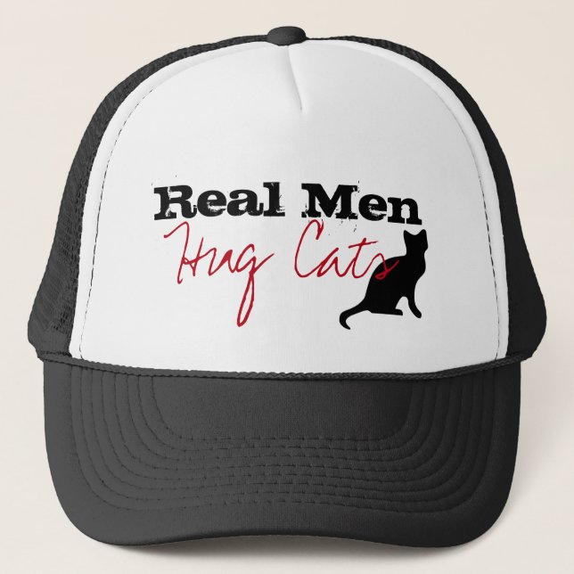 Real Men Hug Cats Kitty Liebe Funny Animal Lover Truckerkappe (Vorderseite)