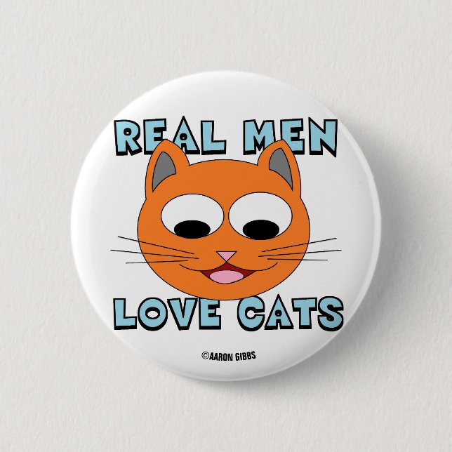 REAL MEN LIEBE CATS Ginger Cat Face Button (Vorderseite)