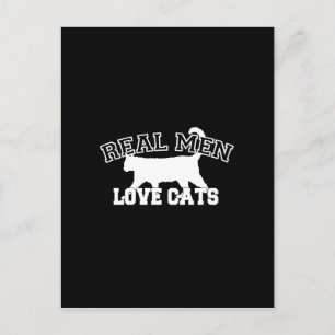 Real Men Liebe Cats Grafisches Design auf schwarze Postkarte