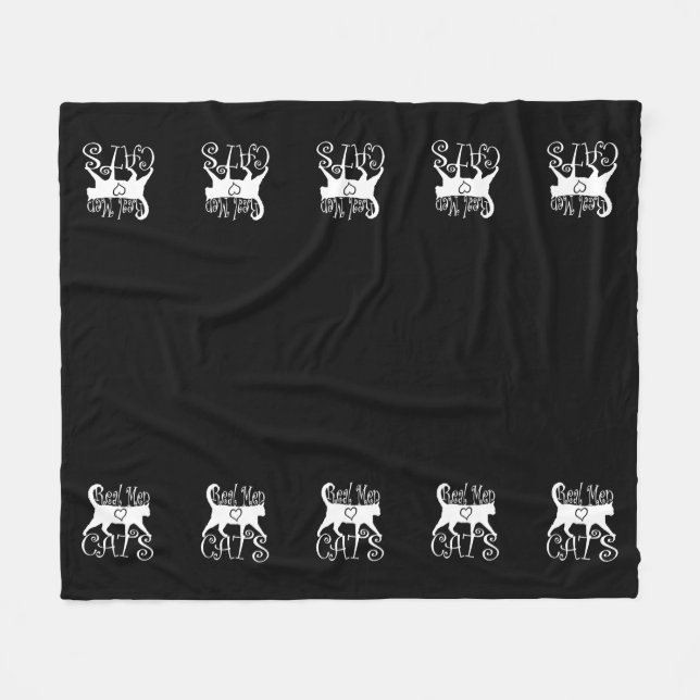 Real Men Liebe Cats Jazzy Style Fleecedecke (Vorderseite (Horizontal))