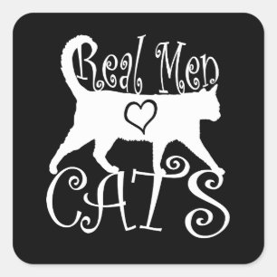 Real Men Liebe Cats Jazzy Style Quadratischer Aufkleber