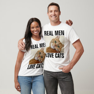 REAL MEN LIEBE CATS Orange Tabby T - Shirt