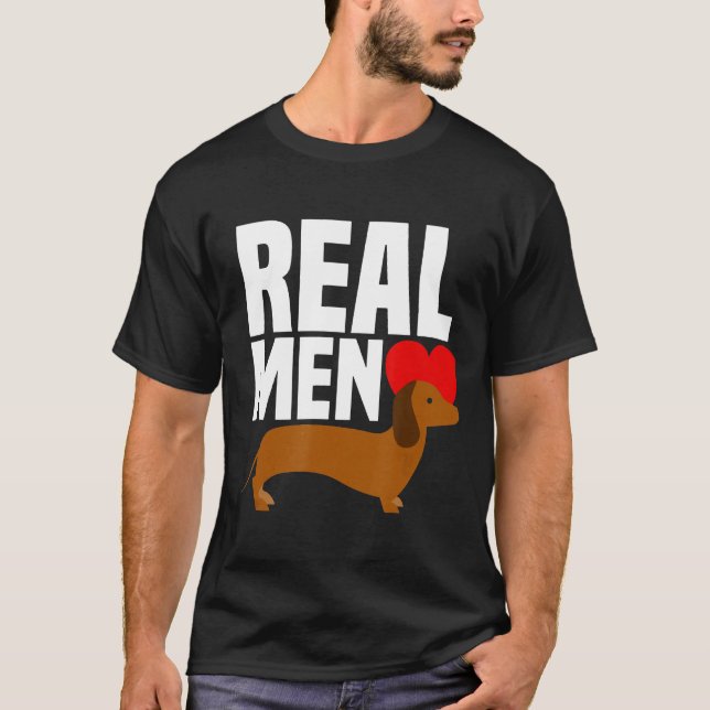Real Men Liebe Dackel-Herz-Dackel T-Shirt (Vorderseite)