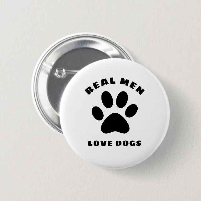 Real Men Liebe Hunde Benutzerdefinierter Text Pers Button (Vorne & Hinten)