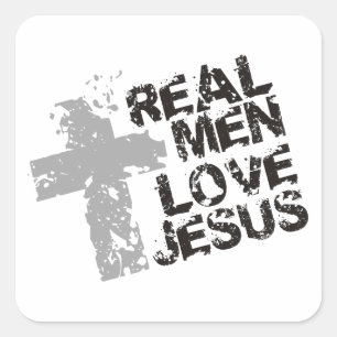 Real Men Liebe Jesus Quadratischer Aufkleber