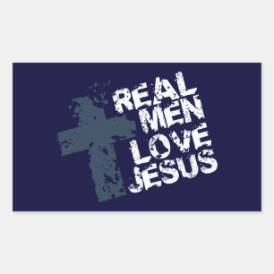 Real Men Liebe Jesus Rechteckiger Aufkleber