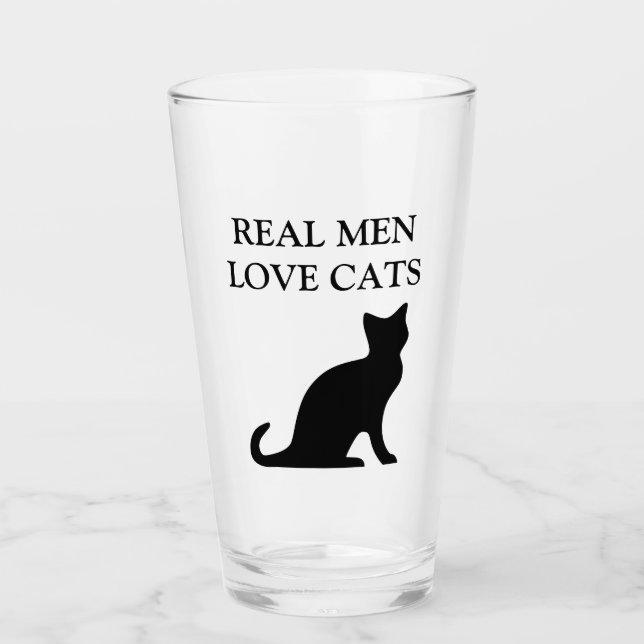 Real men Liebe Katze lustige Silhouette Trinken Glas (Vorderseite)