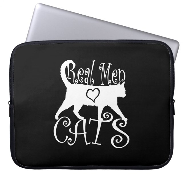 Real Men Liebe Katzen auf Black Laptopschutzhülle (Vorderseite)