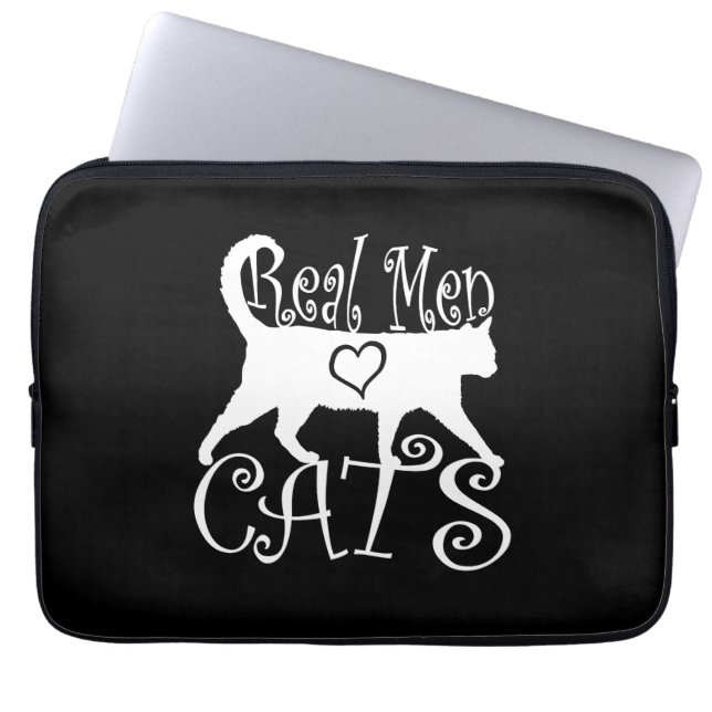 Real Men Liebe Katzen auf Black Laptopschutzhülle (Vorderseite)