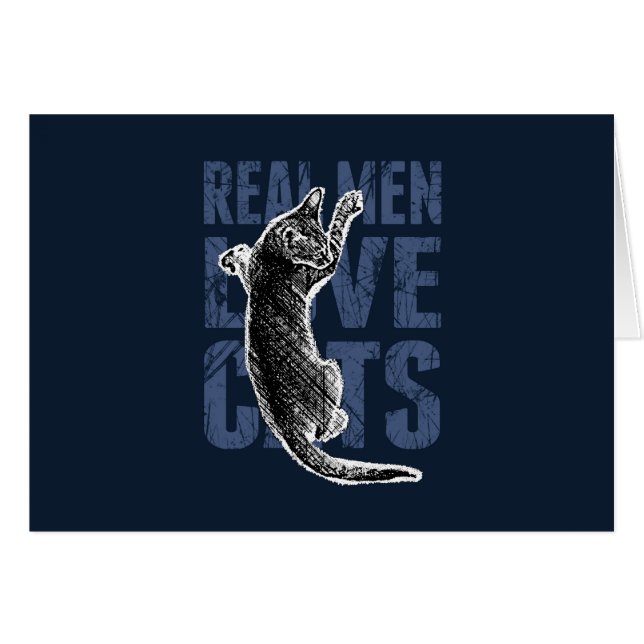 Real Men Liebe Katzen auf blauem Stahl (Vorderseite (Horizontal))