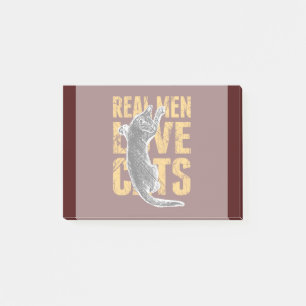 Real Men Liebe Katzen auf bordeauxrot Post-it Klebezettel
