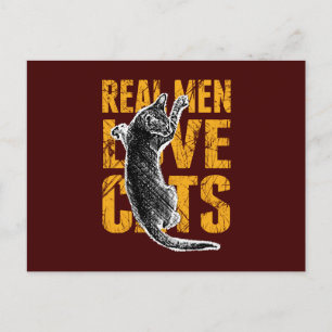 Real Men Liebe Katzen auf bordeauxrot Postkarte