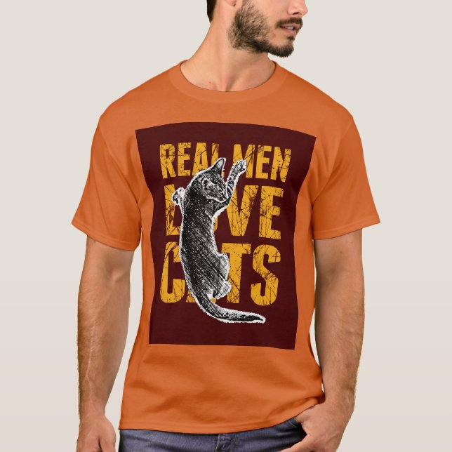 Real Men Liebe Katzen auf bordeauxrot T-Shirt (Vorderseite)
