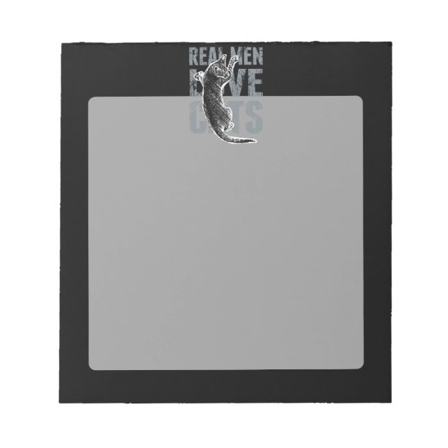 Real Men Liebe Katzen in Grunge Style auf Black Notizblock (Vorderseite)