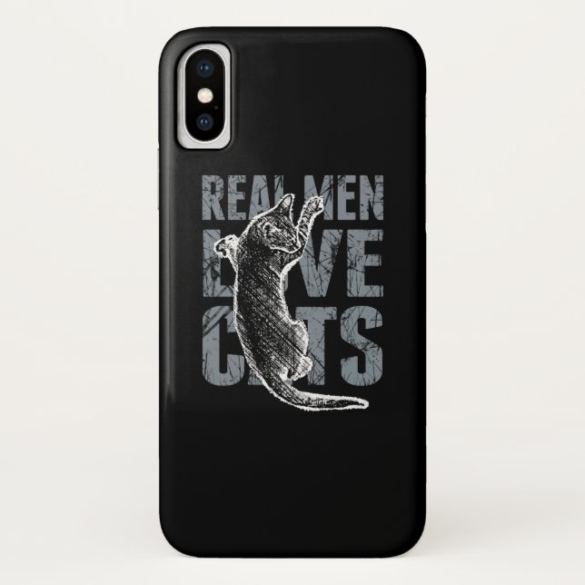 Real Men Liebe Katzen in Grunge Style Black Case-Mate iPhone Hülle (Rückseite)