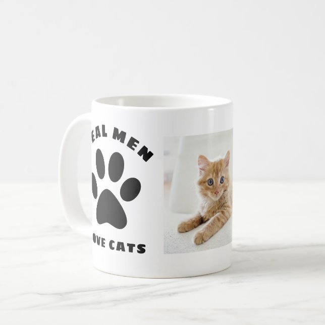 Real Men-Liebe Katzen Personalisiertes Foto für be Kaffeetasse (Vorderseite Links)